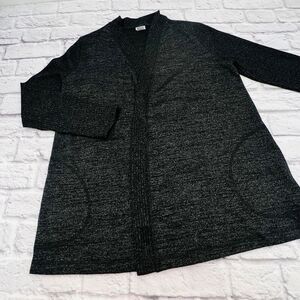 Zenergy by Chico's Cardigan Sweater Women's 1/8 Small Black Heathered Open Front